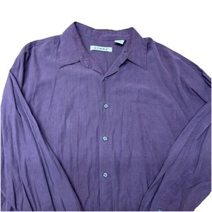 Vintage 90's Summa‎ Silk Cotton Purple Button Up Long Sleeve Dress Shirt Men's M